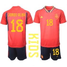 Baby Fußballbekleidung Spanien Jordi Alba #18 Heimtrikot WM 2022 Kurzarm (+ kurze hosen)